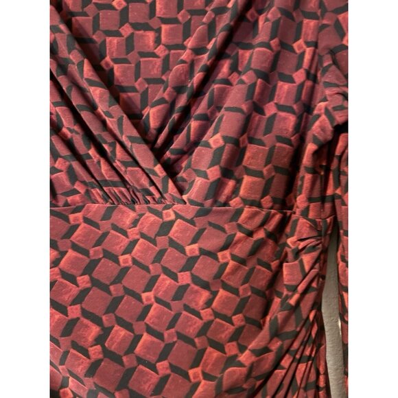 Ralph Lauren Dress 12 Black Red Plum 3/4 Long Sleeve Stretch Sheath Washable NEW - Picture 7 of 12